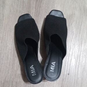 MIA Black Knit Mules
